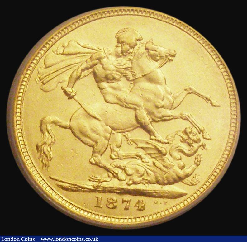 London Coins : A185 : Lot 1927 : Sovereign 1874M George and the Dragon, Marsh 96, S.3857, EF in an LCGS holder and graded LCGS 65 