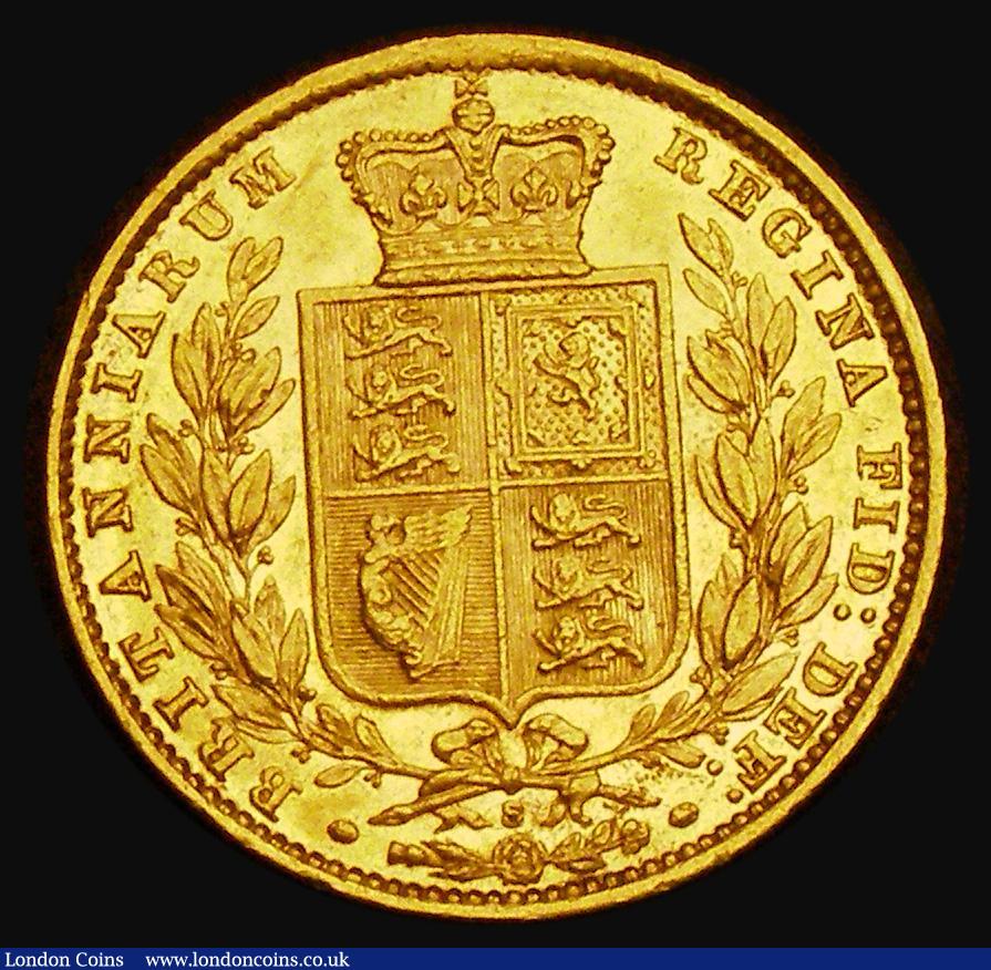 London Coins : A185 : Lot 1943 : Sovereign 1879S Shield Reverse, Marsh 75, S.3855 VF/NEF with a minor scratch before FID