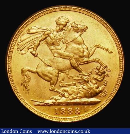 London Coins : A185 : Lot 1957 : Sovereign 1883M George and the Dragon, WW complete on truncation, Horse with short tail, Small B.P. ...