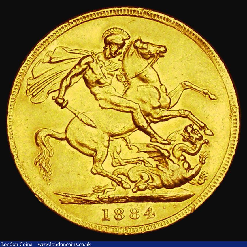 London Coins : A185 : Lot 1961 : Sovereign 1884 WW complete on broad truncation, Marsh 92A, S.3856F, VF lightly cleaned