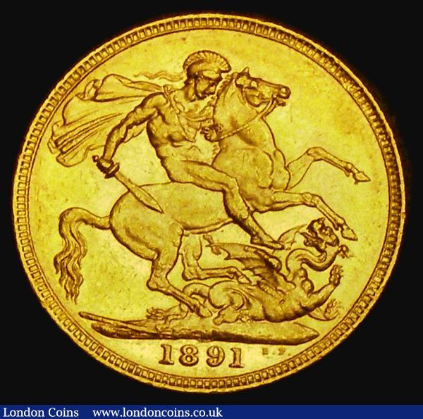 Sovereign 1891M G: of D:G: closer to the crown, horse with long tail, Marsh 135A, S.3867C, DISH M16, EF and lustrous with some contact marks : English Coins : Auction 185 : Lot 1994