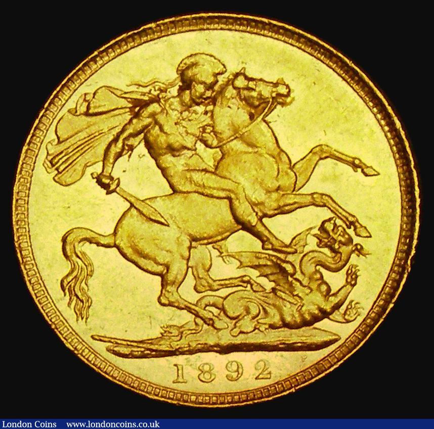 London Coins : A185 : Lot 1996 : Sovereign 1892 Marsh 130, S.3866C, DISH L16, GEF and lustrous with some contact marks
