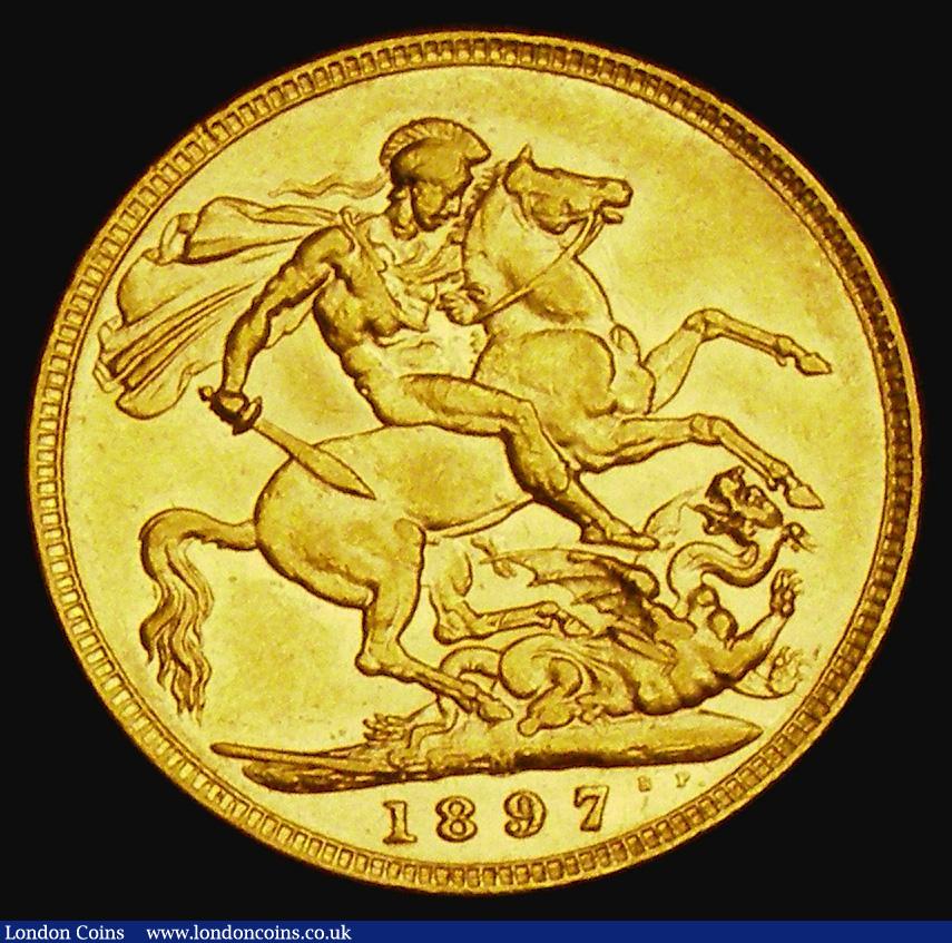 London Coins : A185 : Lot 2013 : Sovereign 1897M Marsh 157, S.3875, NEF and lustrous with some heavier contact marks below the bust