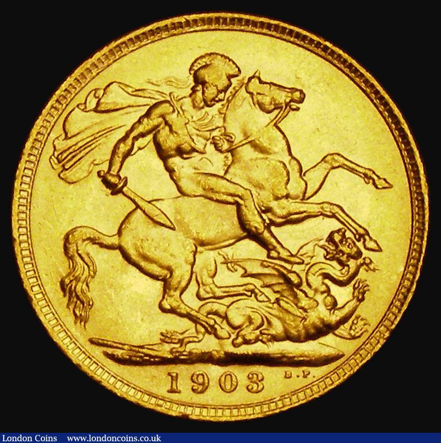 London Coins : A185 : Lot 2035 : Sovereign 1903M Marsh 187, S.3971, EF and lustrous with minor contact marks