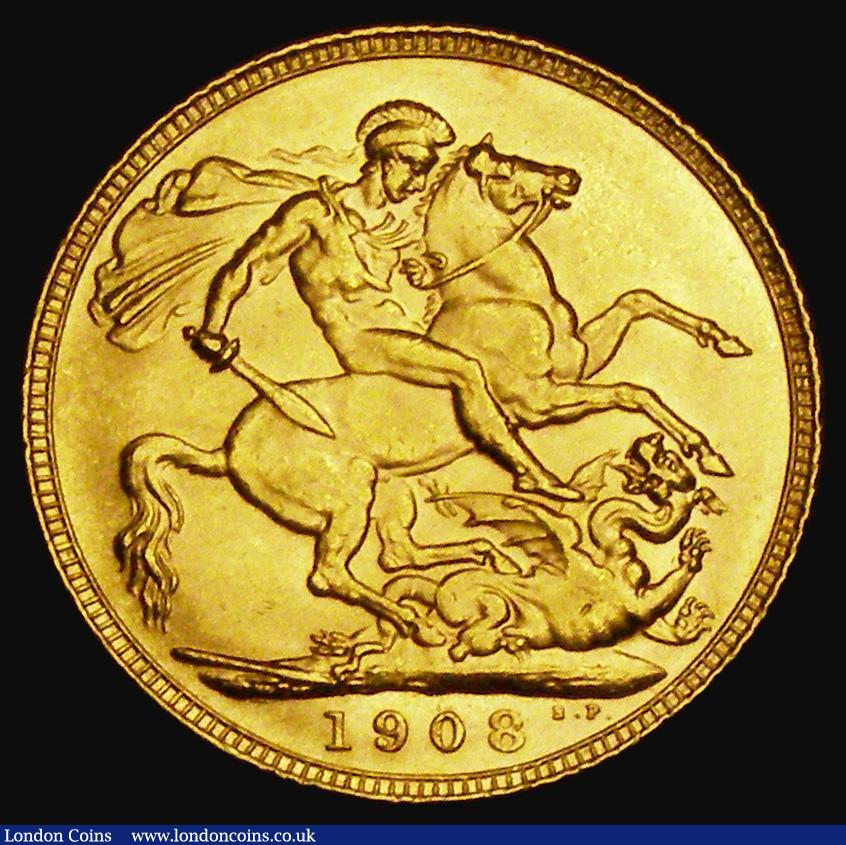 London Coins : A185 : Lot 2054 : Sovereign 1908 Marsh 180, S.3969, EF/About EF
