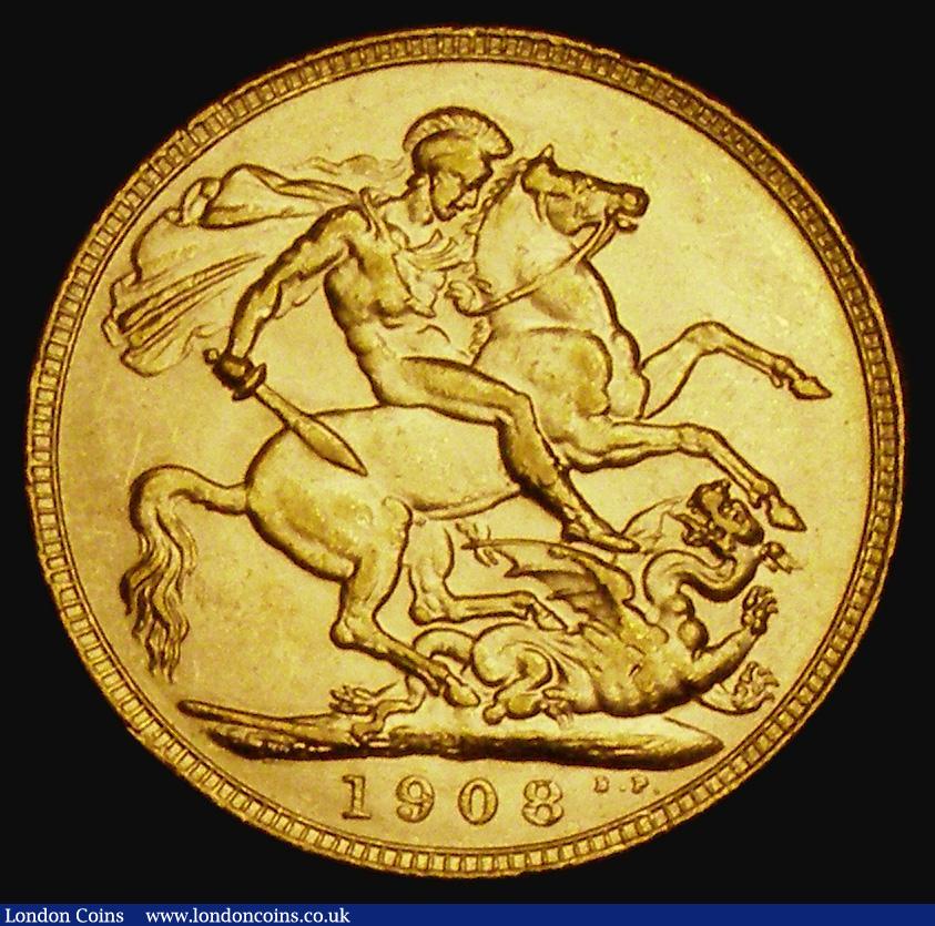London Coins : A185 : Lot 2057 : Sovereign 1908P Marsh 201, S.3972, EF/NEF with some contact marks and an edge nick