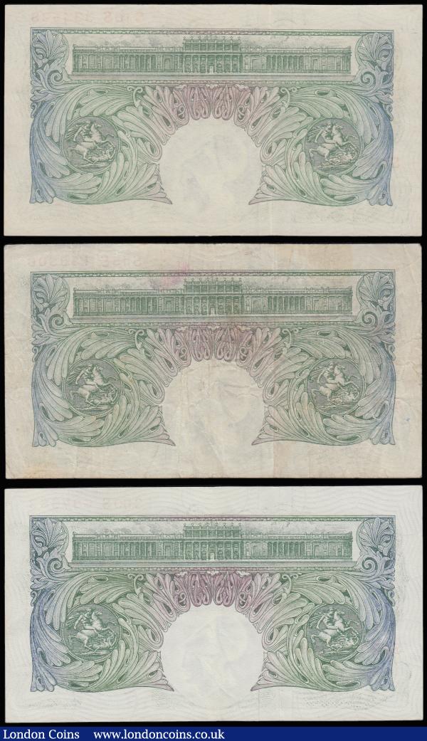 One Pound Beale B269 issued 1950, replacement series (3)  prefix S15S Fine, S16S AU and S60S EF : English Banknotes : Auction 185 : Lot 208