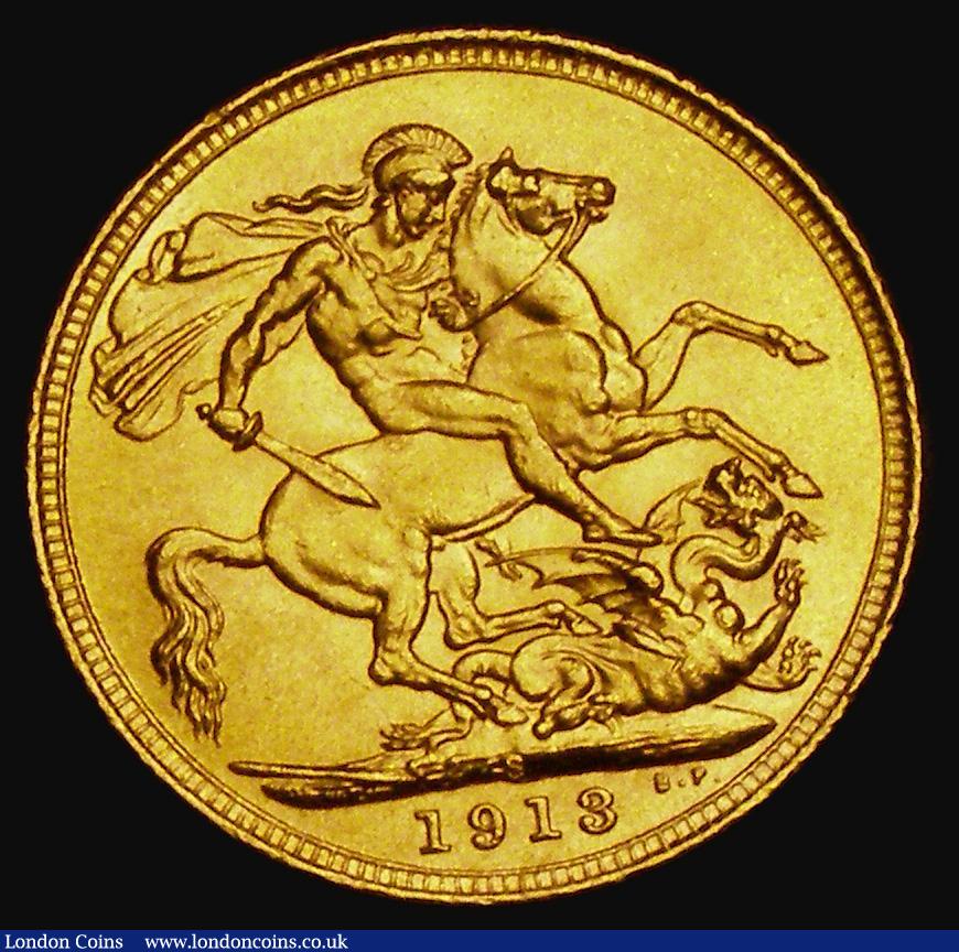 London Coins : A185 : Lot 2082 : Sovereign 1913S Marsh 273, S.4003 EF with some contact marks and small edge nicks