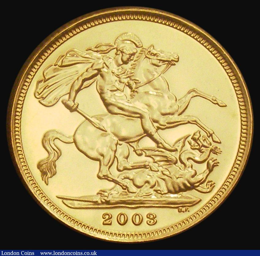 London Coins : A185 : Lot 2161 : Sovereign 2003 Marsh 317, S.SC4, BU still sealed in the Royal Mint plastic