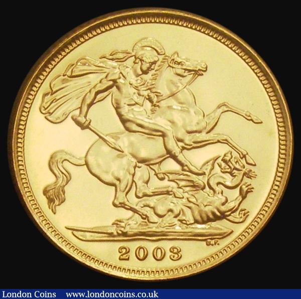 Sovereign 2003 Marsh 317, S.SC4, BU still sealed in the Royal Mint plastic : English Coins : Auction 185 : Lot 2161