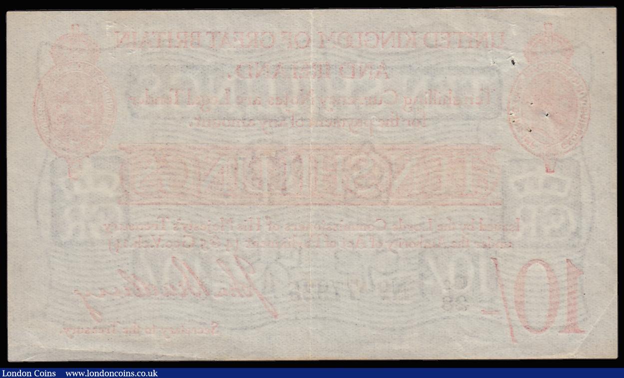 London Coins : A185 : Lot 22 : Ten Shillings Bradbury T12.3 Five digit serial issue 1915 series C2/28 77925 the scarcer of the thre...