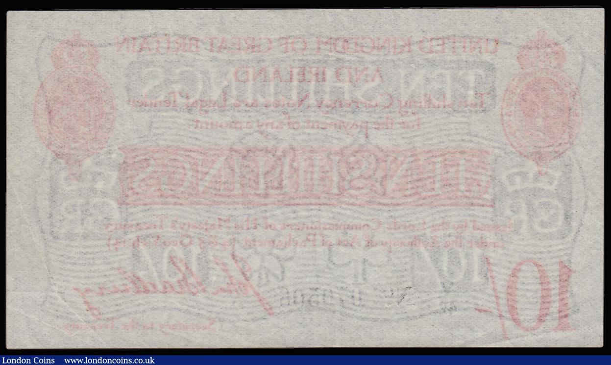 London Coins : A185 : Lot 23 : Ten Shillings Bradbury T13.1 1915, series V/42 070506, portrait King George V at top left, (Pick348a...