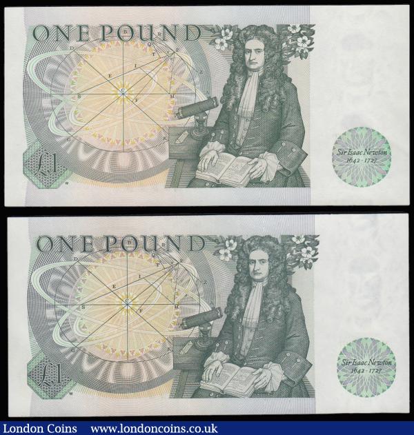 One Pound Somerset B341 issued 1981 (2) very first and very last run AN01 002819 and DY21 995185 AU-UNC : English Banknotes : Auction 185 : Lot 291