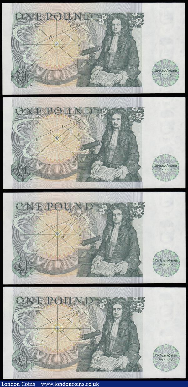 One Pound Somerset B341 issued 1981 very last run (4 consecutives) DY21 873582 to 873585 AU-UNC : English Banknotes : Auction 185 : Lot 298