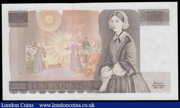 Ten Pounds Somerset QE2 pictorial & Florence Nightingale B349 Brown L Reverse issue 1987 very FIRST RUN CS01 546680 AU and scarce : English Banknotes : Auction 185 : Lot 312