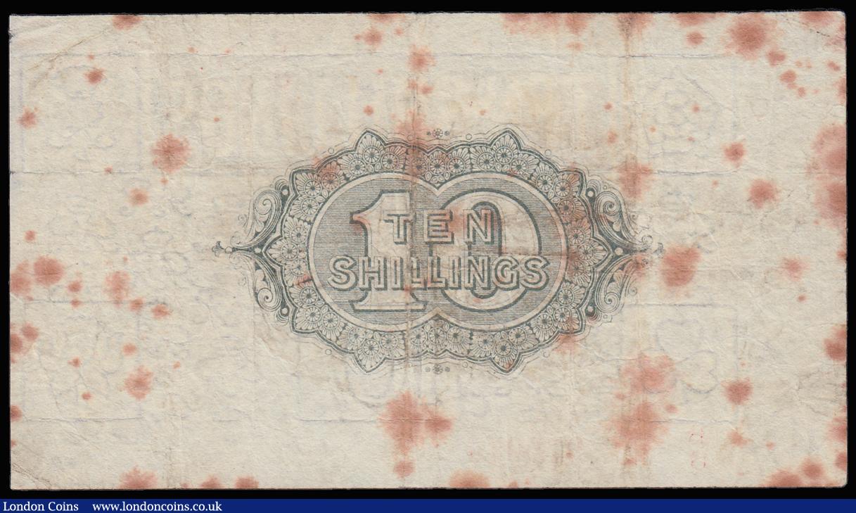 London Coins : A185 : Lot 35 : Ten Shillings Bradbury 1918 T19 series B/6 970074 with a rounded dot below the number rather than th...