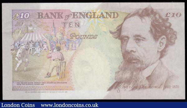 Ten Pounds Lowther Charles Dickens B382 issued 1999 first run low number KL01 000603, UNC : English Banknotes : Auction 185 : Lot 374