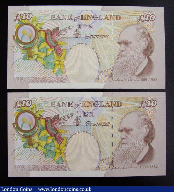 Ten Pounds Lowther B388 "The Company" prefixes AA01 first run (2) AA01 005806 and AA01 006616 both Unc : English Banknotes : Auction 185 : Lot 381