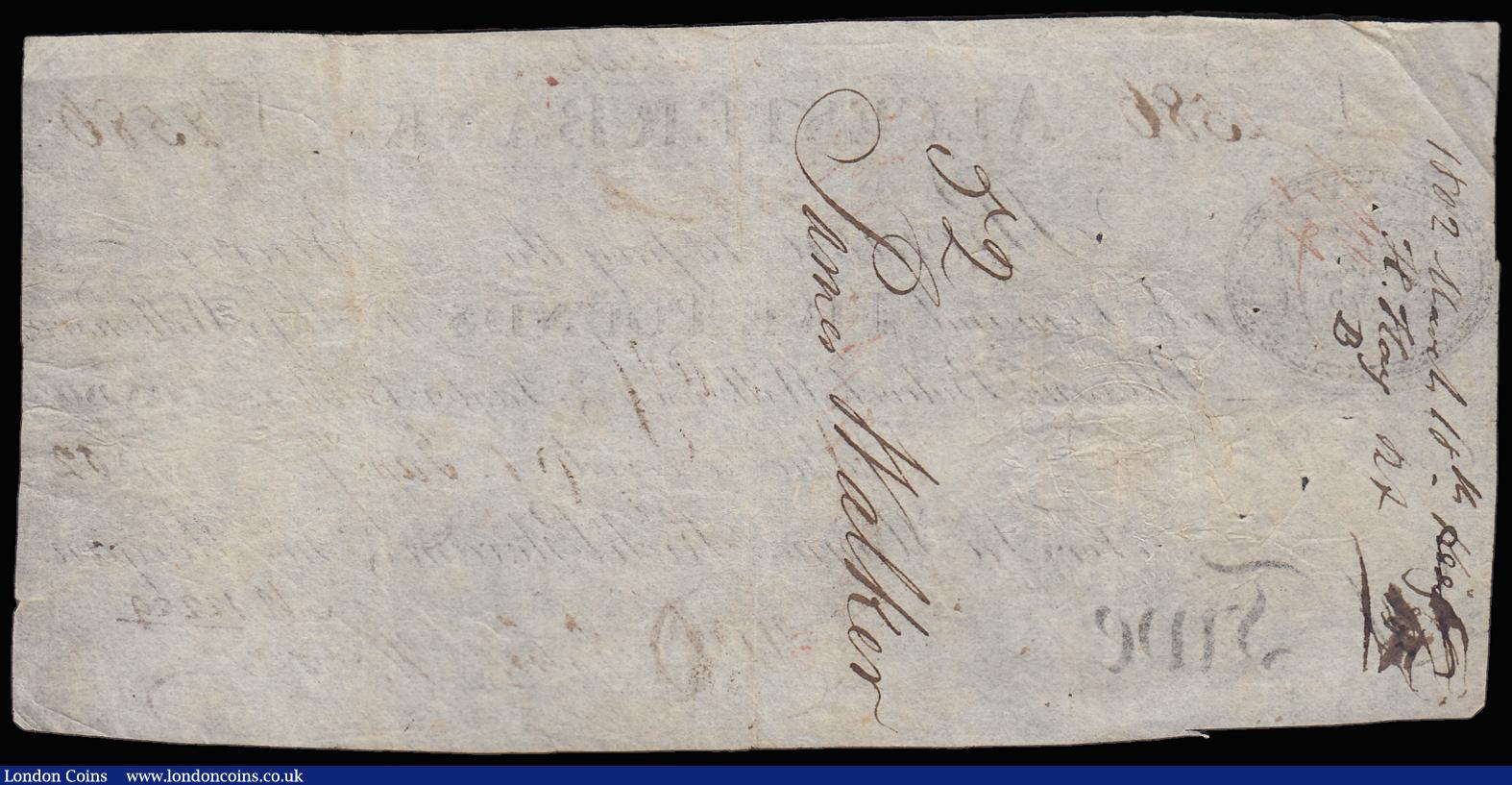 London Coins : A185 : Lot 412 : Alcester Bank Five Pounds dated Jan 1 1802 no. 2586 for Jno. Haynes, Richd. Bloxham & Jno. Morga...