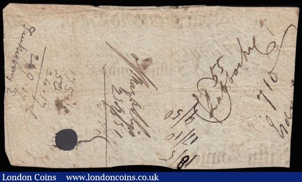 Warwick Old Bank £50 April 1829 series No. 70 for Tomes, Tomes & Russell (Outing 2280) about Fine one large cancellation hole trimmed for postage, a rare high denomination issue : English Banknotes : Auction 185 : Lot 443