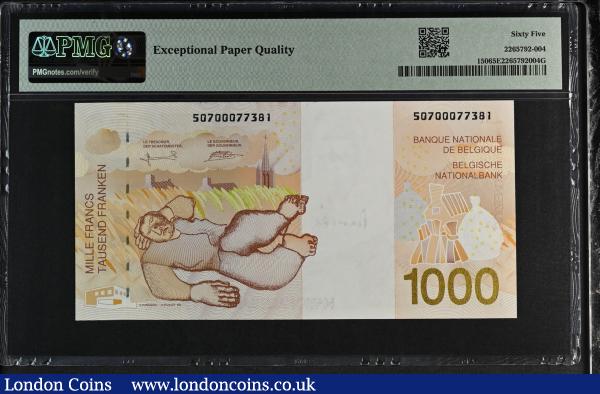 Belgium 1,000 Francs (1997) Pick 150 Gem Unc PMG 65 EPQ desirable thus : World Banknotes : Auction 185 : Lot 465