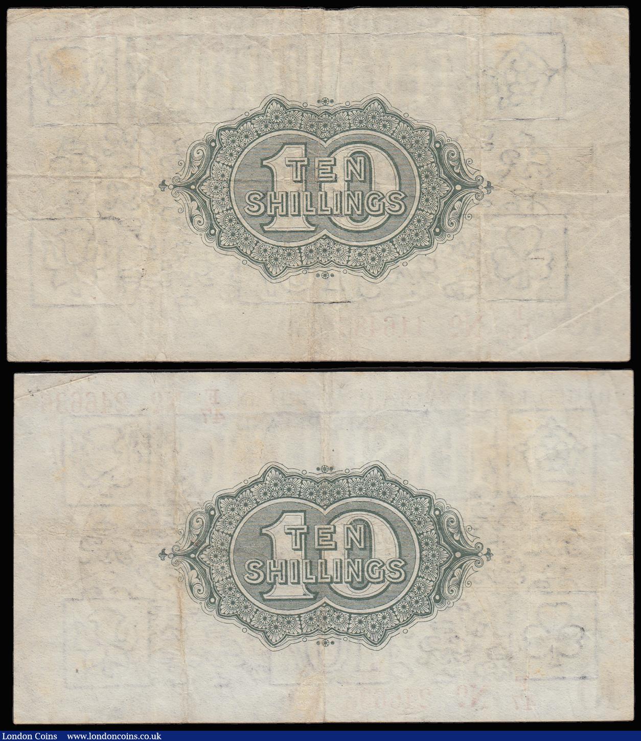London Coins : A185 : Lot 49 : Ten Shillings Warren Fisher T26 issued 1919 (2) F47 and F53 prefixes Fine - VF