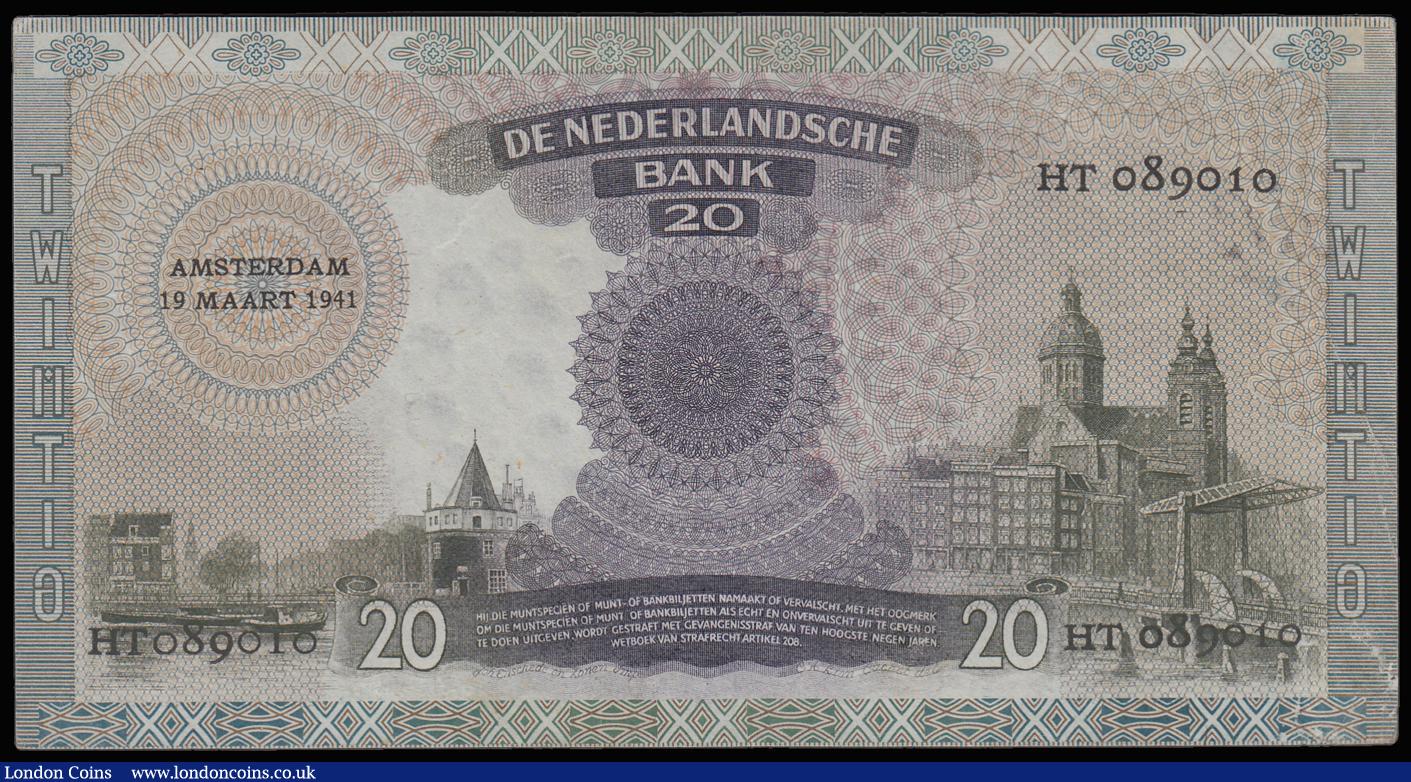 London Coins : A185 : Lot 529 : Netherlands 20 Gulden Amsterdam 19th March 1941 GEF-AU