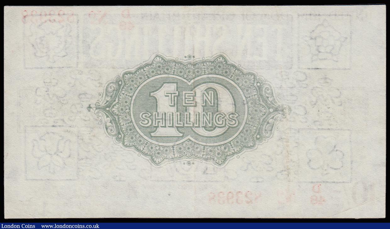 London Coins : A185 : Lot 54 : Ten Shillings Warren Fisher T26 issued 1919 first series D/48 823938 (No. with dash), EF or better