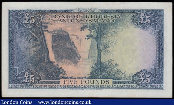 Rhodesia and Nyasaland 5 Pounds Salisbury 3rd July 1959 Good Very Fine and seldom seen in this pleasing grade Pick 22a ex NGC Choice Very Fine 35 "Closed Pinholes"  : World Banknotes : Auction 185 : Lot 542
