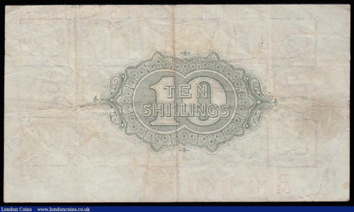 London Coins : A185 : Lot 55 : Ten Shillings Warren Fisher T26 issued 1919 first series D/54 065744 (No. with dash), VF with some l...