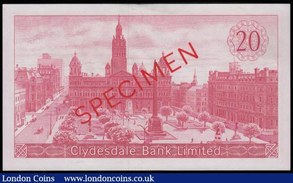 Scotland Clydesdale Bank Limited 20 Pounds 19 November 1964 SPECIMEN C/A 000000 Pick 200 AU-Unc : World Banknotes : Auction 185 : Lot 573