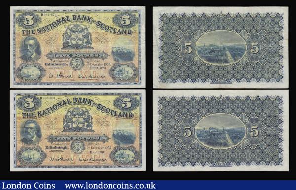 Scotland National Bank of Scotland 5 Pounds 1.12.1955 (4) average VF : World Banknotes : Auction 185 : Lot 585