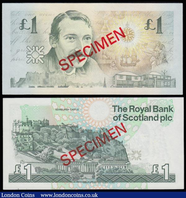 Scotland The Royal Bank of Scotland plc 1 Pound SPECIMEN (2) 8.12.1992 EC0000000 and 3.12.1994 RLS0000000 both Unc : World Banknotes : Auction 185 : Lot 605