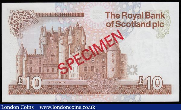 Scotland The Royal Bank of Scotland plc 10 Pounds 25 March 1987  Pick 348s signature Maiden Glamis Castle reverse SPECIMEN serial number A/1 000000 Unc : World Banknotes : Auction 185 : Lot 606