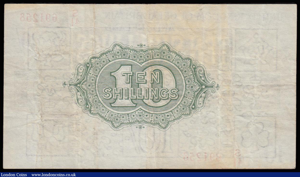 London Coins : A185 : Lot 64 : Ten Shillings Warren Fisher T30 issued 1922 last series S/41 691258, VF with some faint stains