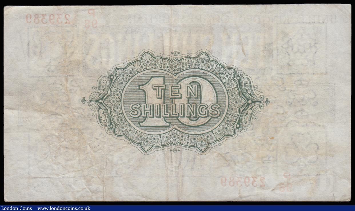 London Coins : A185 : Lot 69 : Ten Shillings Warren Fisher T30 issued 1922 P/98 239389, Good VF some dirt reverse