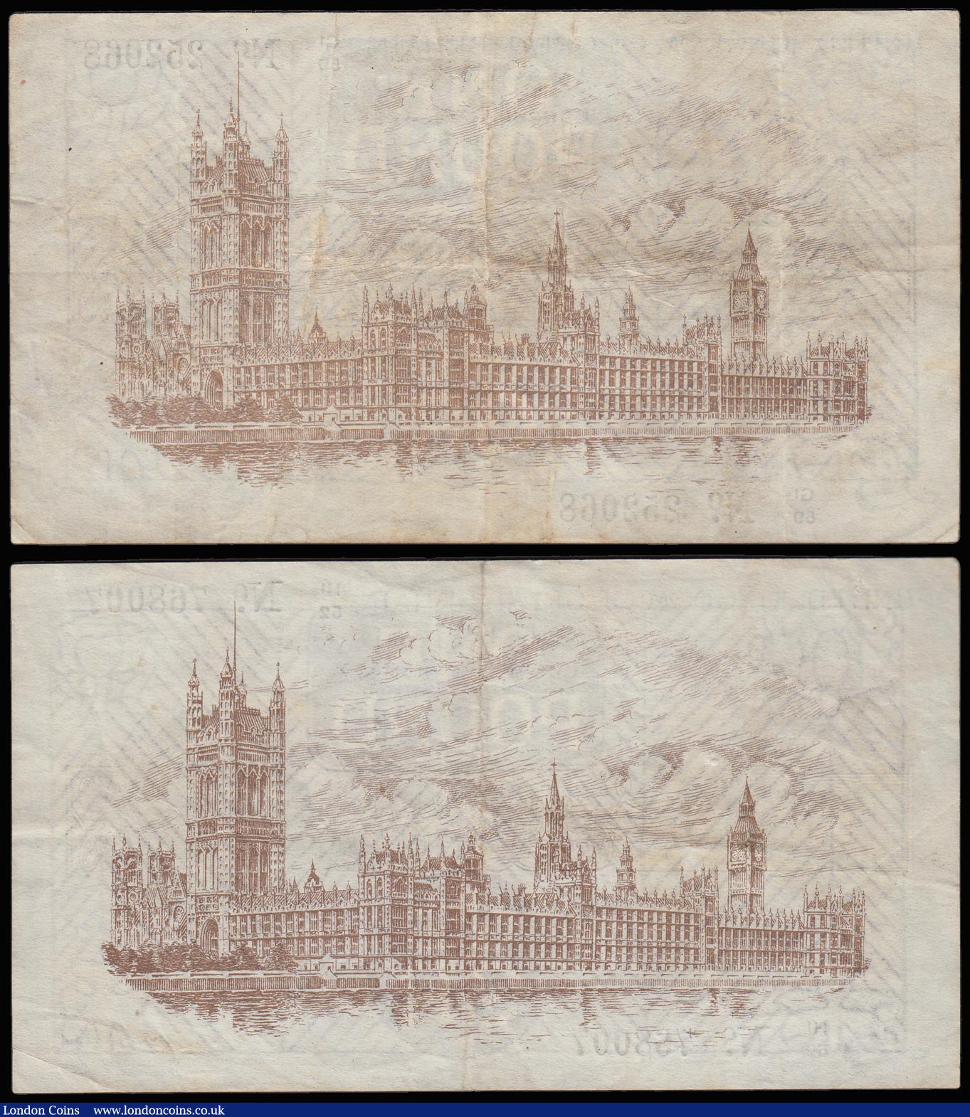 London Coins : A185 : Lot 70 : One Pound Warren Fisher T31 issued 1923 (2), G1/59 252068 nVF some fain stains and H1/52 768007 VF