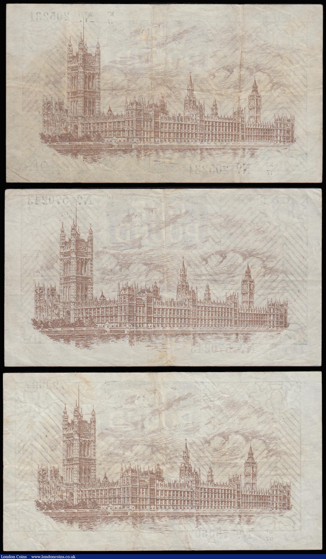 London Coins : A185 : Lot 73 : One Pound Warren Fisher T31 issued 1923 (3), prefixes H1/52, J1/97 and K1/17 all VF with some stains
