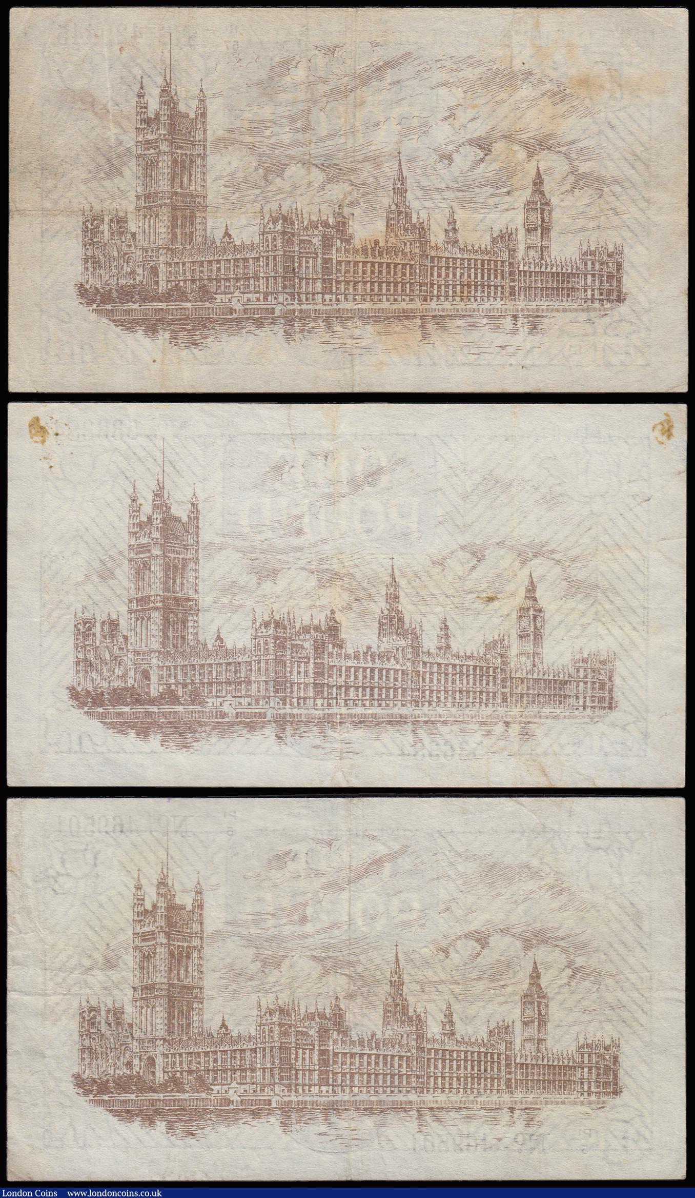 London Coins : A185 : Lot 74 : One Pound Warren Fisher T31 issued 1923 (3), prefixes P1/5, then last series R1/24 and R1/57 all VF ...