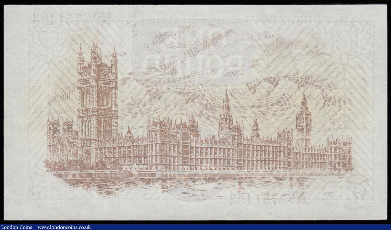London Coins : A185 : Lot 86 : One Pound Warren Fisher T31 issued 1923, K1/82 751403, portrait KGV at right, UNC desirable thus