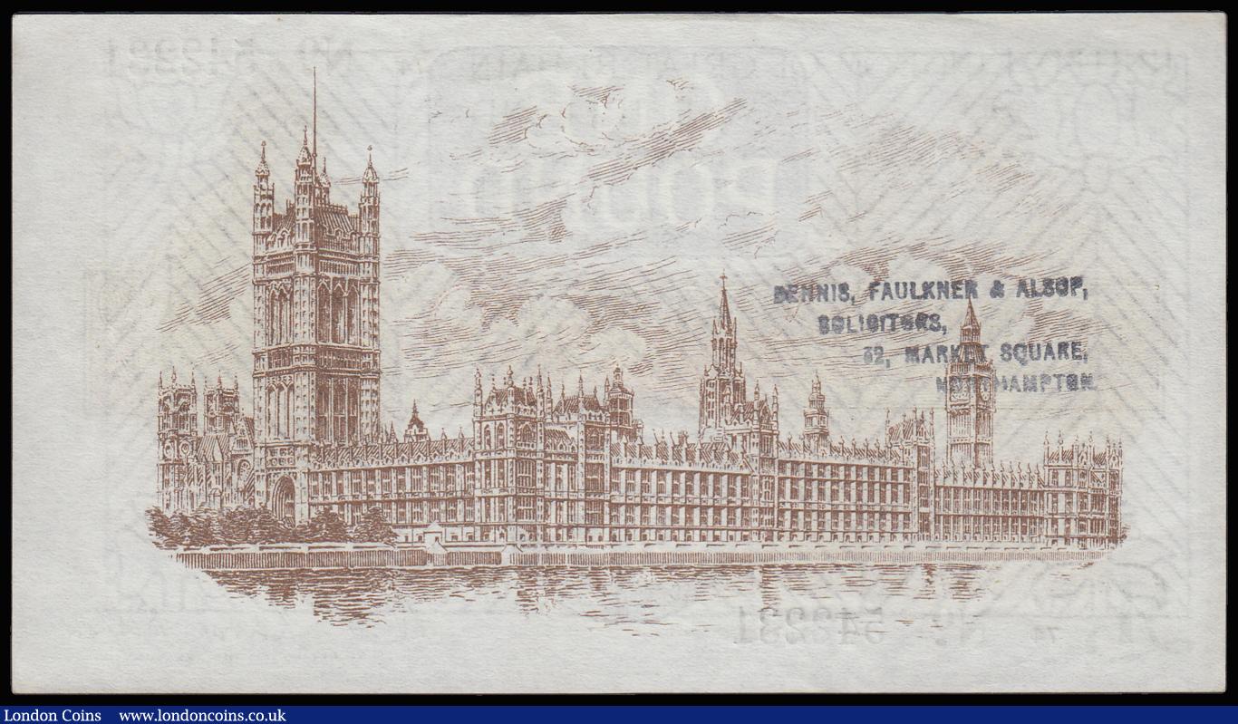 London Coins : A185 : Lot 87 : One Pound Warren Fisher T31 issued 1923, L1/74 542231, portrait KGV at right, AU with a stamp revers...