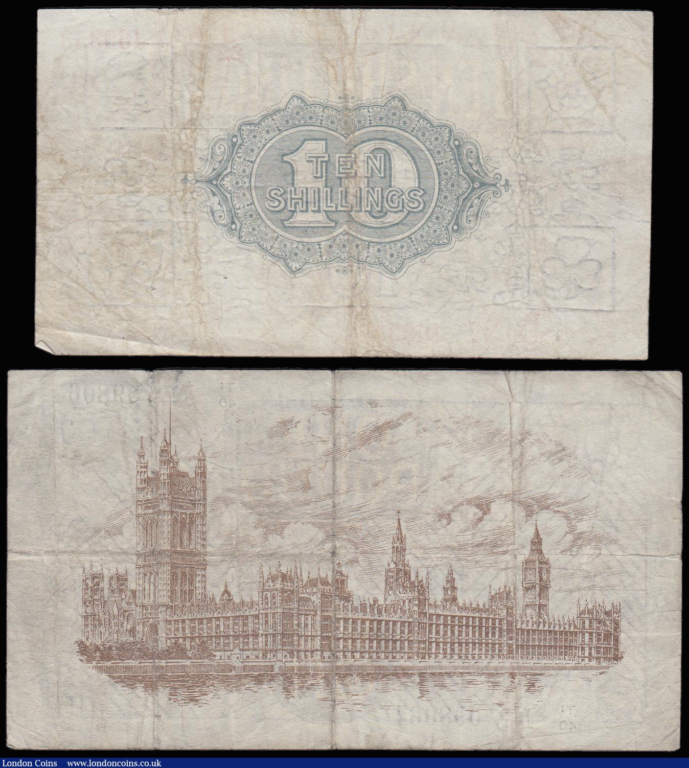 London Coins : A185 : Lot 93 : Warren Fisher (2) One Pound 1923 T31 T/1 098064 and Ten Shillings 1919 Red, Dash T26 first series D/...