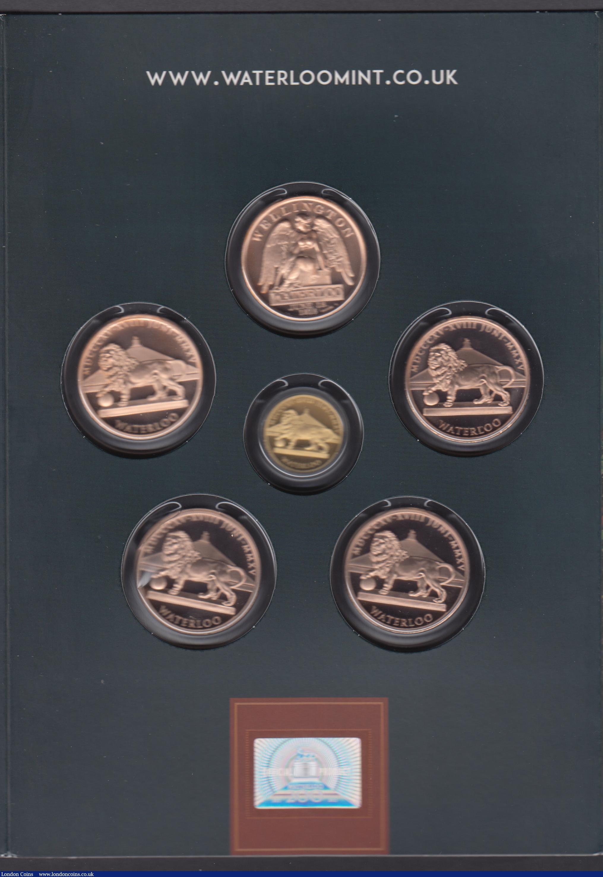 London Coins : A185 : Lot 935 : Medallic issues - Battle of Waterloo 200th Anniversary a 6-piece set comprising modern Waterloo Camp...