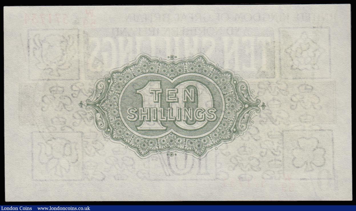 London Coins : A185 : Lot 95 : Ten Shillings Warren Fisher T33 issued 1927 last series W/59 571734, Northern Ireland in title, EF o...