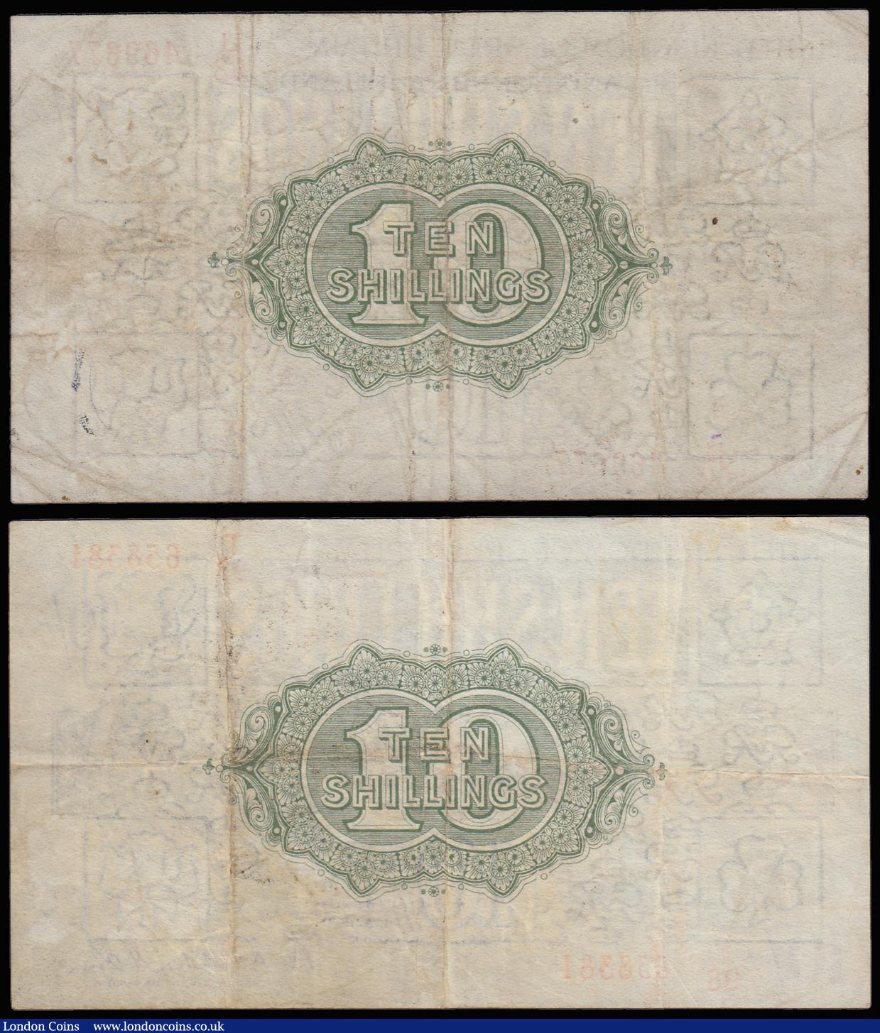 London Coins : A185 : Lot 97 : Ten Shillings Warren Fisher T33 issued 1927 Northern Ireland in title (2), prefixes T/98 and U/62 F-...
