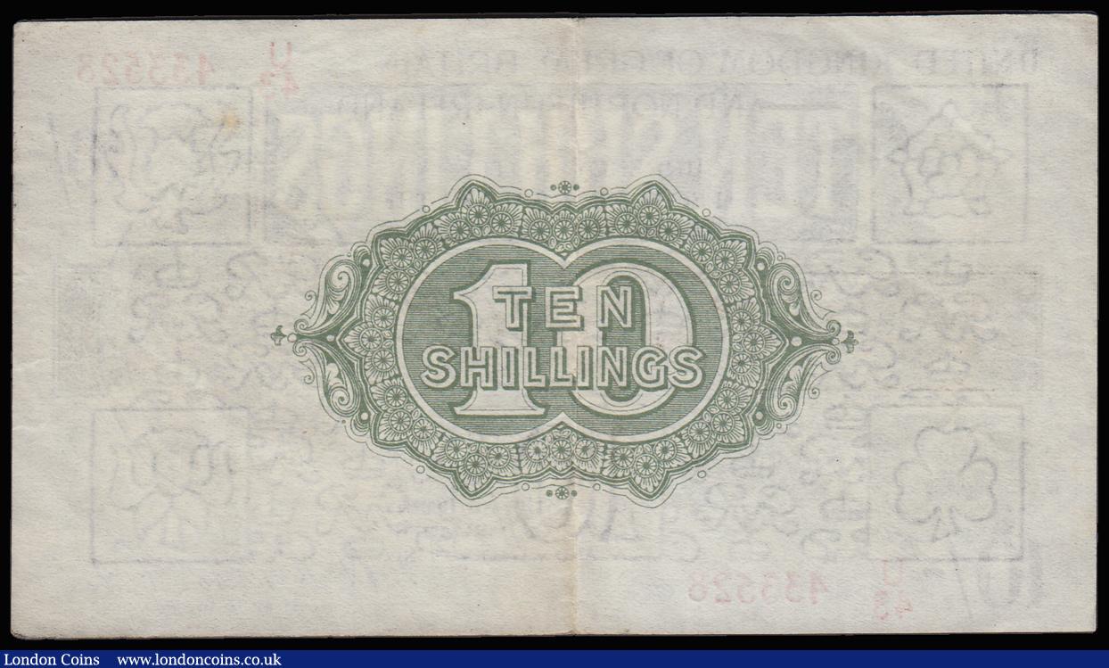 London Coins : A185 : Lot 98 : Ten Shillings Warren Fisher T33 issued 1927 series U/43 433528, Northern Ireland in title, VF or bet...