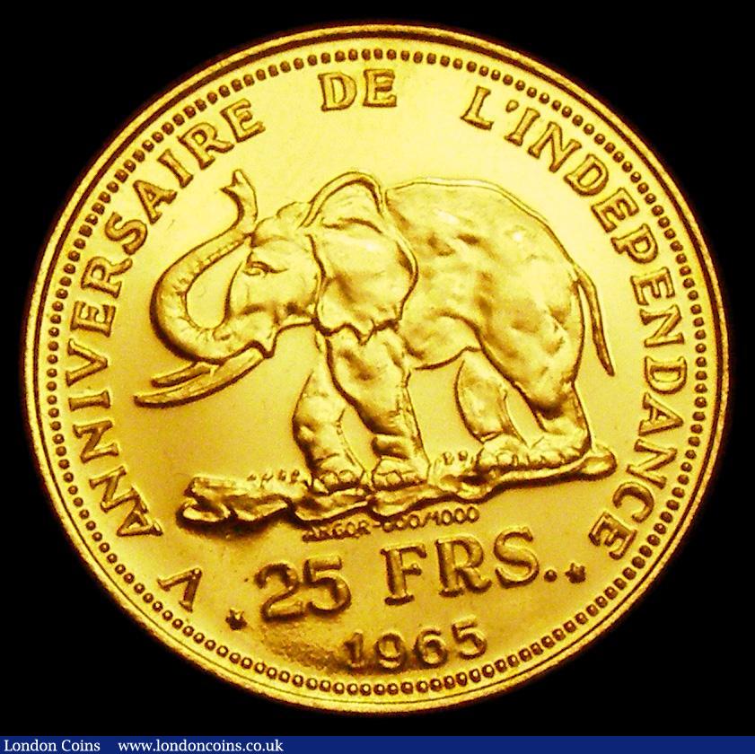 London Coins : A186 : Lot 1020 : Congo Democratic Republic 25 Francs 1965 5th Anniversary of Independence Gold Proof KM#4 UNC to nFDC...