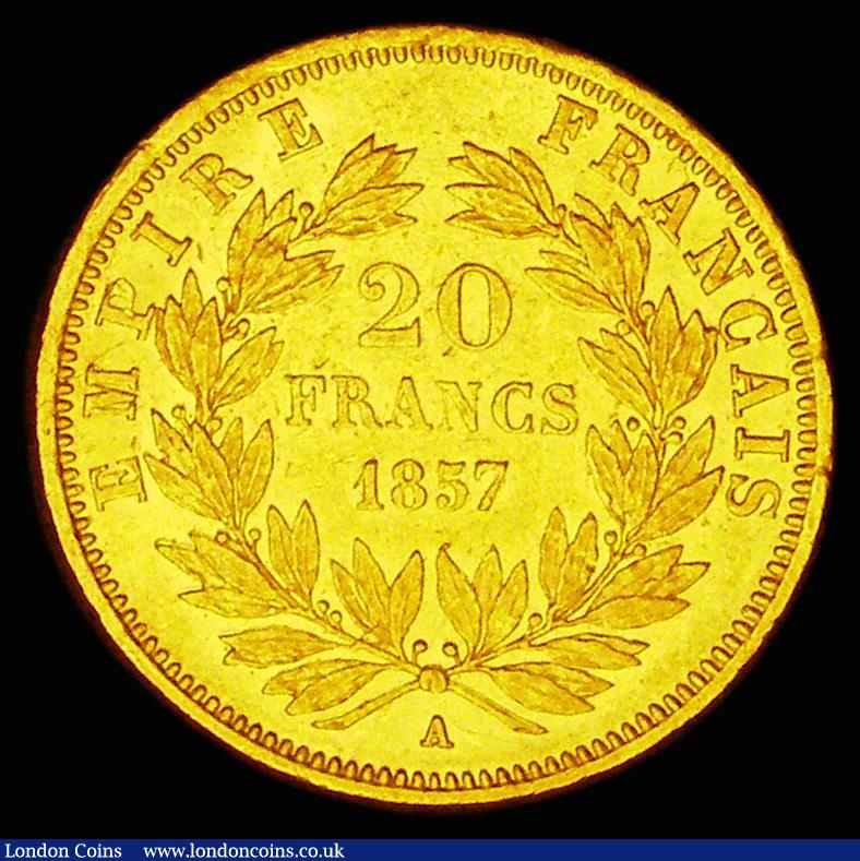 London Coins : A186 : Lot 1042 : France 20 Francs Gold 1857A Paris Mint, KM#781.1 NVF/VF with some edge nicks