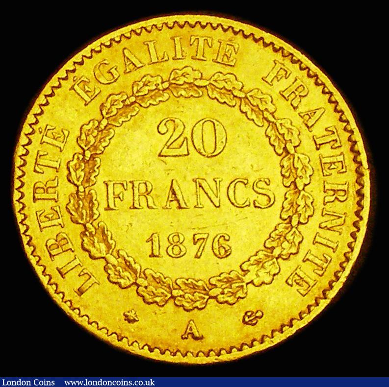 London Coins : A186 : Lot 1044 : France 20 Francs Gold 1876A Paris Mint, KM#825 VF