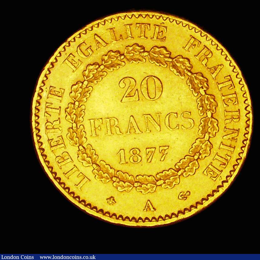 London Coins : A186 : Lot 1045 : France 20 Francs Gold 1877A Paris Mint, KM#825 Near EF